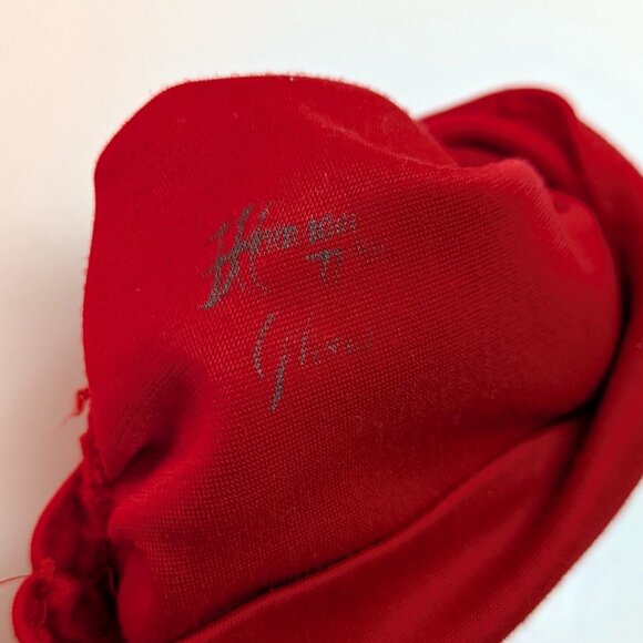 Vintage 50s Elbow Length Red Gloves 7 Long Ruched Shirred Formal Prom Evening - Picture 6 of 7